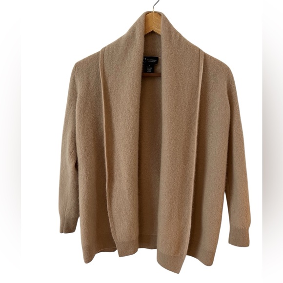 C by Bloomingdale's Beige Open cashmere cardigan Women’s Sz:L - Picture 1 of 14